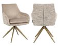 Lisonne Natural Khaki Velvet Fabric Swivel Dining Chair with Brushed Gold Legs