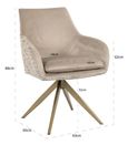 Lisonne Natural Khaki Velvet Fabric Swivel Dining Chair with Brushed Gold Legs