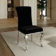 Louis Dining Chair - Black Velvet Fabric - Chrome Legs