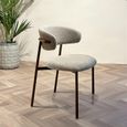 Micah Dining Chair - Set of 2 - Curved Back - Beige - Fabric and Hush Walnut