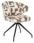 Milly Moss Fabric Graffic Swivel Dining Chair with Black Legs