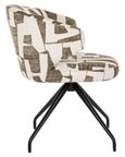Milly Moss Fabric Graffic Swivel Dining Chair with Black Legs