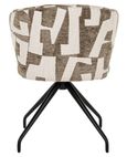 Milly Moss Fabric Graffic Swivel Dining Chair with Black Legs