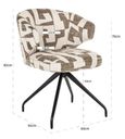 Milly Moss Fabric Graffic Swivel Dining Chair with Black Legs