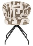 Milly Moss Fabric Graffic Swivel Dining Chair with Black Legs