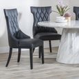Mimi Dining Chair - Large High Back - Black Leather - Black Legs