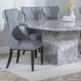 Mimi Dining Chair - Large High Back - Grey Leather - Black Legs