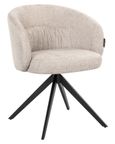Olivia Natural Fabric Swivel Dining Chair with Black Legs