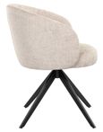 Olivia Natural Fabric Swivel Dining Chair with Black Legs