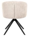 Olivia Natural Fabric Swivel Dining Chair with Black Legs
