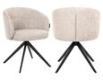 Olivia Natural Fabric Swivel Dining Chair with Black Legs