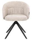Olivia Natural Fabric Swivel Dining Chair with Black Legs