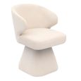 Riya Dining Chair - Sculpted Barrel - Swivel - White Fabric
