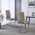 Roma Dining Chair - Beige Faux Leather - Chrome Cantilever Base