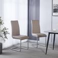 Roma Dining Chair - Beige Faux Leather - Chrome Cantilever Base