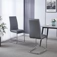 Roma Dining Chair - Grey Faux Leather - Chrome Cantilever Base