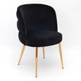Sloane Dining Chair - Black Velvet Fabric - Gold Legs