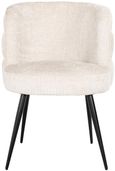 Stella Beige Chenille Fabric Dining Chair with Black Legs