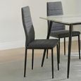 Breton Compact Dining Set - 4 Seater - 120cm - White Ceramic - 4x Lido Dining Chairs - Dark Grey Fabric - Black Legs