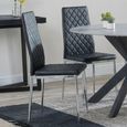 Novara Dining Set - 4 Seater - 130cm - Round - White Ceramic - 4x Metro Dining Chairs - Black Leather - Chrome Legs