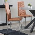 Novara Dining Set - 4 Seater - 130cm - Round - White Ceramic - 4x Metro Dining Chairs - Burnt Orange Leather - Chrome Legs