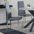 Novara Dining Set - 4 Seater - 130cm - Round - White Ceramic - 4x Metro Dining Chairs - Grey Leather - Chrome Legs