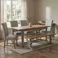 Chateau Extending Dining Set - 200cm-250cm - 8-10 Seater - Grey Painted - Pine - 4 Fabric Chairs - 1 Bench