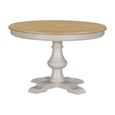 Chateau Dining Set - 120cm - 4 Seater - Round - Pedestal Base - Grey Painted - Pine - 4 Fabric Chairs