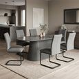 Barletta Dining Set - 180cm - 6 Seater - Oval - Fluted Base - Dark Grey - Sintered Stone and Wood - 6 Venezia Chairs