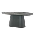 Barletta Dining Set - 180cm - 6 Seater - Oval - Fluted Base - Dark Grey - Sintered Stone and Wood - 6 Venezia Chairs