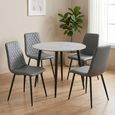Argenta Dining Set - 90cm - 4 Seater - Round - Grey and Black - Sintered Stone Top - 4 Chair