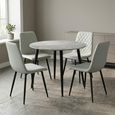 Argenta Dining Set - 90cm - 4 Seater - Round - Light Grey and Black - Sintered Stone Top - 4 Chair
