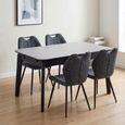 Turin Extending Dining Set - 130cm-160cm - 4-6 Seater - Grey and Black - Sintered Stone Top - 4 Dark Grey Chair