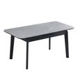 Turin Extending Dining Set - 130cm-160cm - 4-6 Seater - Grey and Black - Sintered Stone Top - 4 Dark Grey Chair