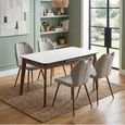 Turin Extending Dining Set - 130cm-160cm - 4-6 Seater - Off-White and Walnut - Sintered Stone Top - 4 Latte Chair