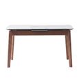 Turin Extending Dining Set - 130cm-160cm - 4-6 Seater - Off-White and Walnut - Sintered Stone Top - 4 Latte Chair