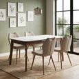 Turin Extending Dining Set - 130cm-160cm - 4-6 Seater - Off-White and Walnut - Sintered Stone Top - 4 Mocha Chair