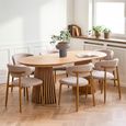 Osaka Oak Extending Dining Set - 120cm-200cm - Round - Slatted Base - Natural - 6 Isola Sand and Natural Chairs