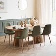 Osaka Oak Extending Dining Set - 120cm-200cm - Round - Slatted Base - Natural - 6 Stockholm Green Fabric Chairs