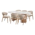 Athens Extending Dining Set - 120cm-200cm - Round - Fluted Base - White and Brown - Ceramic and Wooden - 6 Cavi Chairs