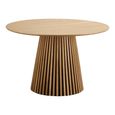 Osaka Oak Dining Set - 120cm - Round - Slatted Base - Natural - 4 Maceda Dark Green Chairs
