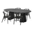 Osaka Oak Extending Dining Set - 120cm-200cm - Round - Slatted Base - Black - 4 Agustin Spindle Back Chairs