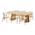 Osaka Oak Extending Dining Set - 120cm-200cm - Round - Slatted Base - Natural - 6 Agustin Spindle Back Chairs