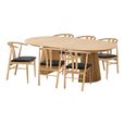 Osaka Oak Extending Dining Set - 120cm-200cm - Round - Slatted Base - Natural - 6 Artenara Spindle Back Chairs