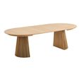 Osaka Oak Extending Dining Set - 120cm-200cm - Round - Slatted Base - Natural - 6 Stockholm Green Fabric Chairs