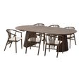 Osaka Oak Extending Dining Set - 120cm-200cm - Round - Slatted Base - Smoked - 6 Agustin Spindle Back Chairs