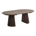 Osaka Oak Extending Dining Set - 120cm-200cm - Round - Slatted Base - Smoked - 6 Isola Sand and Dark Brown Chairs