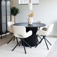 Boavista Dining Set -120cm - Round - Fluted Pedestal - Dark Brown - 4 Amorim White Swivel Armchairs