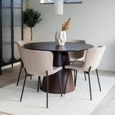 Bolton Dining Set - 120cm - Round - Pedestal - Dark Wood - 4 Maceda Beige Chairs