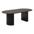Boavista Dining Set - 210cm - Oval - Fluted Base - Dark Brown - 6 Maceda Dark Green Chairs